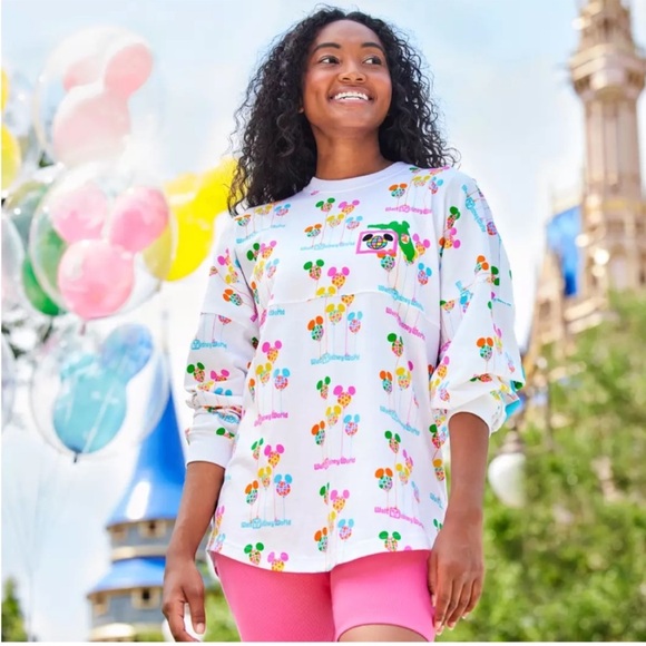 Disney Tops - NWOT Colorful Balloon Print Disney Spirit Jersey XS